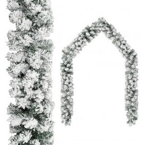 Guirnalda De Navidad Con Nieve Flocada Verde 5 M Pvc