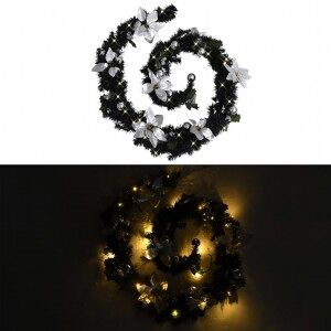 Guirnalda De Navidad Con Luces Led Pvc Negro 2.7 M