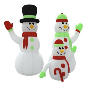 Familia De Muñecos De Nieve Inflables Con Led 360 Cm