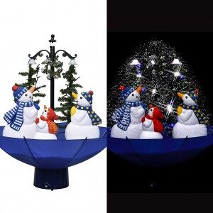 Árbol De Navidad Con Nieve Con Base De Paraguas Pvc Azul 75 Cm