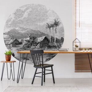 Wallart Círculo De Papel Pintado Landscape Of Guadeloupe 190 Cm