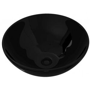 vidaXL Lavabo De Cerámica Negro Redondo