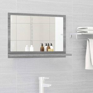 Espejo De Baño Madera Contrachapada Gris Sonoma 60x10.5x37 Cm