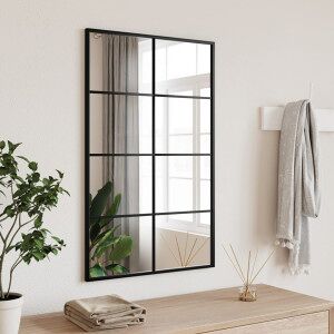 vidaXL Espejo De Pared Rectangular De Hierro Negro 50x80 Cm