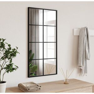 vidaXL Espejo De Pared Rectangular De Hierro Negro 40x80 Cm