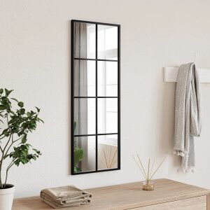 vidaXL Espejo De Pared Rectangular De Hierro Negro 30x80 Cm