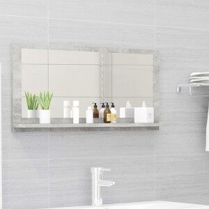 vidaXL Espejo De Baño Madera Contrachapada Gris Hormigón 80x10.5x37 Cm