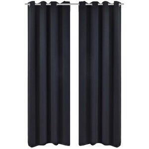 vidaXL Cortinas Opacas 2 Piezas Con Ojales De Metal 135x175 Cm Negras