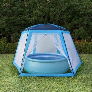 vidaXL Carpa Para Piscina De Tela Azul 590x520x250 Cm