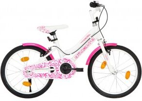 vidaXL Bicicleta Para Niños 18 Pulgadas Rosa Y Blanco