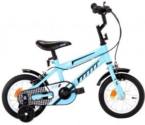 vidaXL Bicicleta Para Niños 12 Pulgadas Negro Y Azul