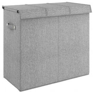 Cesto Ropa Sucia Plegable Lino Sintético Gris 64.5x34.5x59 Cm