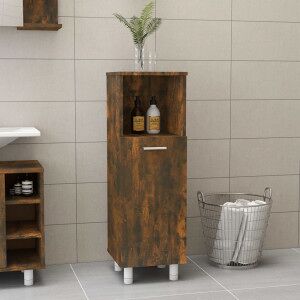 Armario De Baño Madera Contrachapada Roble Ahumado 30x30x95 Cm