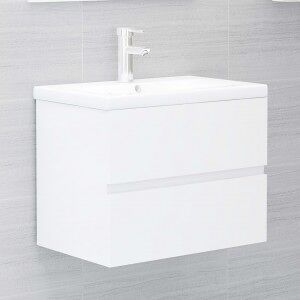 Armario De Lavabo Contrachapada Blanco Brillo 60x38.5x45 Cm