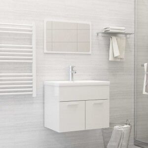 Conjunto De Muebles De Baño Aglomerado Blanco Brillante