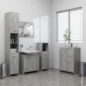 Juego De Mueble De Baño 4 Piezas Hormigón Gris