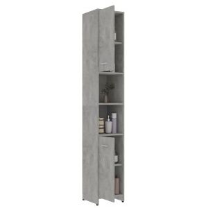 Armario Baño Madera Contrachapada Gris Hormigón 30x30x183.5 Cm