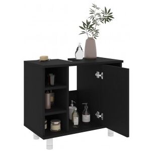 Armario De Baño Madera Contrachapada Negro 60x32x53.5 Cm