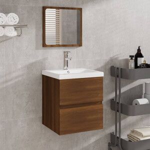 Armario De Baño Con Espejo Madera Contrachapada Marrón Roble