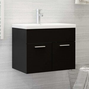 Armario Para Lavabo Madera Contrachapada Negro 60x38.5x46 Cm