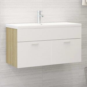 Armario Para Lavabo Contrachapada Blanco Roble 90x38.5x46 Cm