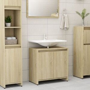 vidaXL Armario De Baño Madera Contrachapada Color Roble 60x33x61 Cm