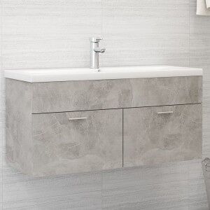 vidaXL Armario Para Lavabo Contrachapada Gris Hormigón 100x38.5x46 Cm