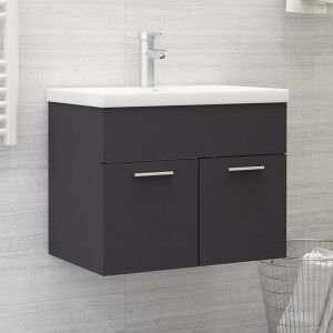 vidaXL Armario Para Lavabo Madera Contrachapada Gris 60x38.5x46 Cm