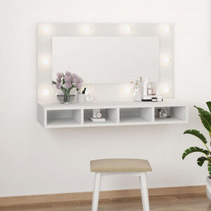 vidaXL Mueble Con Espejo Y Led Blanco 90x31.5x62 Cm