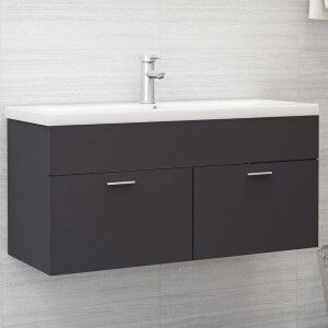 vidaXL Armario Para Lavabo Madera Contrachapada Gris 100x38.5x46 Cm