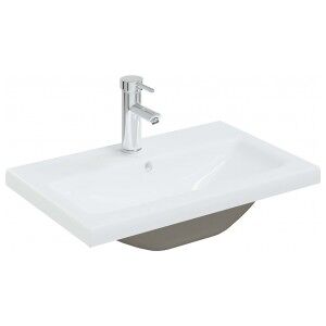 Lavabo Empotrado Con Grifo Cerámica Blanco 61x39x18 Cm