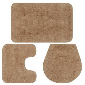 vidaXL Conjunto De Alfombrillas De Baño De Tela 3 Piezas Beige