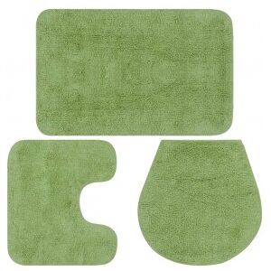 vidaXL Conjunto De Alfombrillas De Baño De Tela 3 Piezas Verde