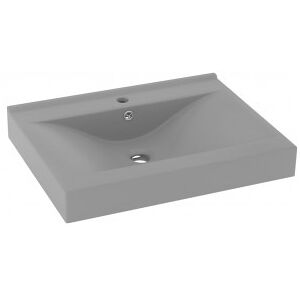 vidaXL Lavabo De Lujo Con Grifo Cerámica 60x46 Cm Gris Claro