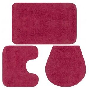 vidaXL Conjunto De Alfombrillas De Baño De Tela 3 Piezas Fucsia