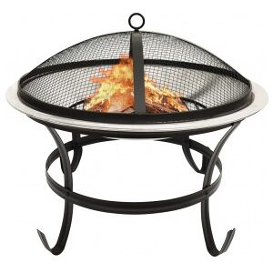 vidaXL Brasero Y Barbacoa 2 En 1 Atizador Acero Inoxidable 56x56x49 Cm