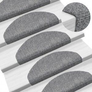 Alfombrillas De Escalera Autoadhesivas 10 Uds Gris 65x21x4 Cm