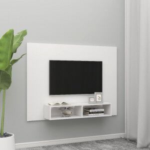 Mueble De Tv De Pared Madera Contrachapada Blanco 135x23.5x90cm