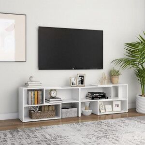 Mueble De Tv Madera Contrachapada Blanco 149x30x52 Cm