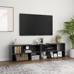 Mueble De Tv Madera Contrachapada Gris 149x30x52 Cm