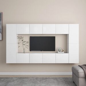 Juego De Mueble Para Tv De 8 Piezas Aglomerado Blanco