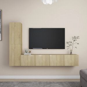 Muebles De Pared De Tv 4 Pzas Aglomerado Color Roble Sonoma