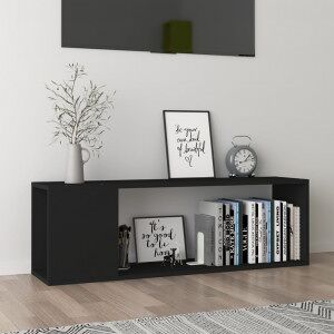 Mueble Para Tv Madera Contrachapada Negro 100x24x32 Cm