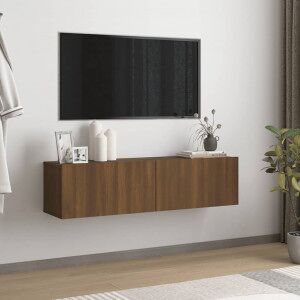 Mueble Pared Tv Madera Contrachapada Roble Marrón 120x30x30 Cm