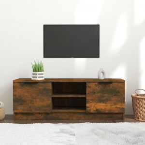 Mueble De Tv Madera Contrachapada Roble Ahumado 102x35x36.5 Cm