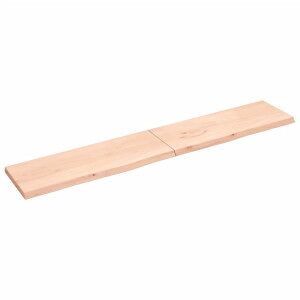 Estante De Pared Madera Maciza De Roble Sin Tratar 220x40x4 Cm