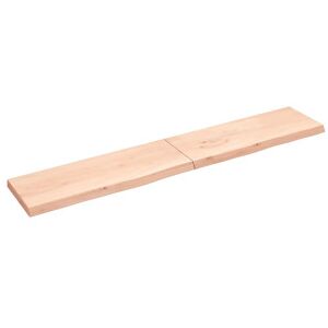 Estante De Pared Madera Maciza De Roble Sin Tratar 220x40x6 Cm