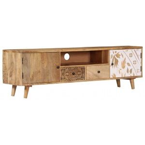 Mueble De Tv De Madera Maciza De Mango 140x30x40 Cm