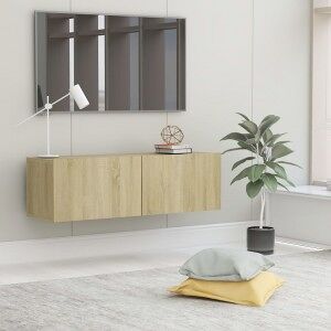 Mueble Para Tv Madera Contrachapada Color Roble 100x30x30 Cm