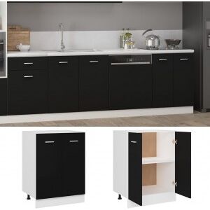 Armario Inferior De Cocina Contrachapada Negro 60x46x81.5 Cm